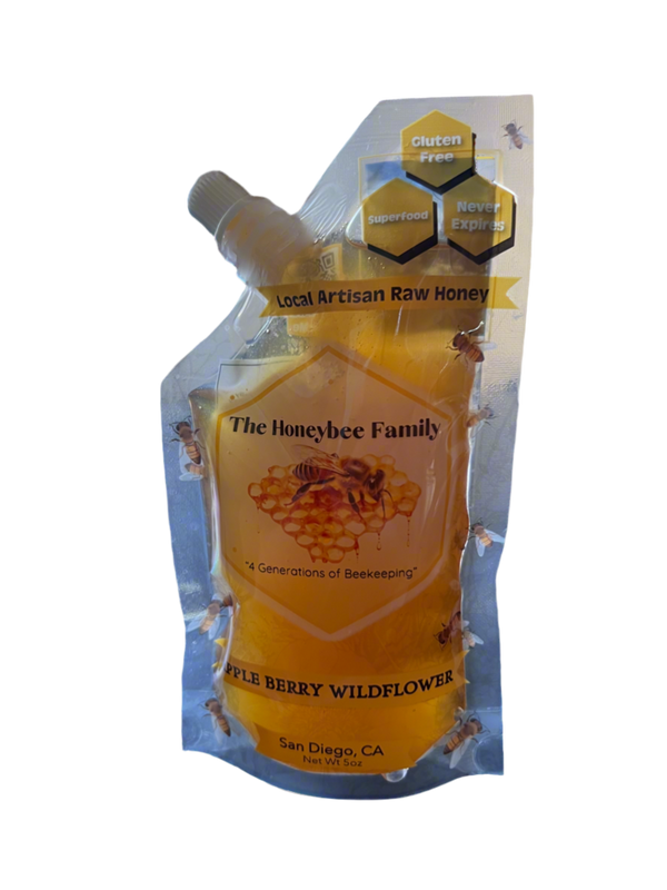 Local Apples/Berries/Wildflower Raw Honey Pouch